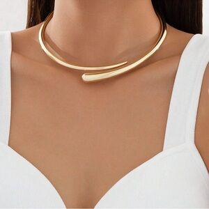 Commense Water Drop Open Gold Choker Necklace